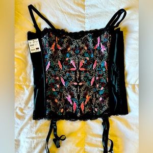 Size 36 black with multi colored front panel corset